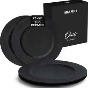MIAMIO - 9 Inch, Set of 4 Dinner Plates/Ceramic Plate Set, Crockery Set - Modern Plates, Microwave and Dishwasher Safe - Oasis Collection