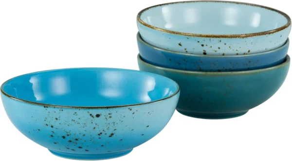 Nature Collection Aqua Buddha Owl 4-Piece Tableware Set, Bowl Set Made of Stoneware, Dishwasher and Microwave Safe, Quality Production
