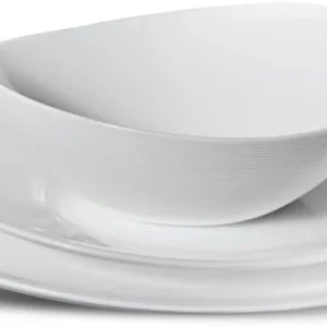 Karaca White Pure Opal Glass Dinner Set - 12 Piece Oval Dinnerware Sets for 4 People, White Crockery Set with Plates and Bowls, Basic Full Dinner Set
